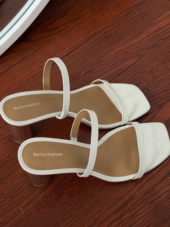 Reformation Shoes - Reformation Cream Double-Strap Block Heel Sandals